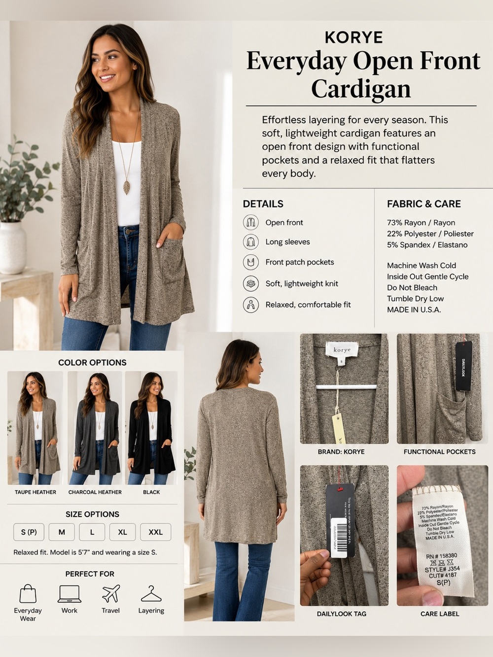 Gray Long Cardigan with Pockets